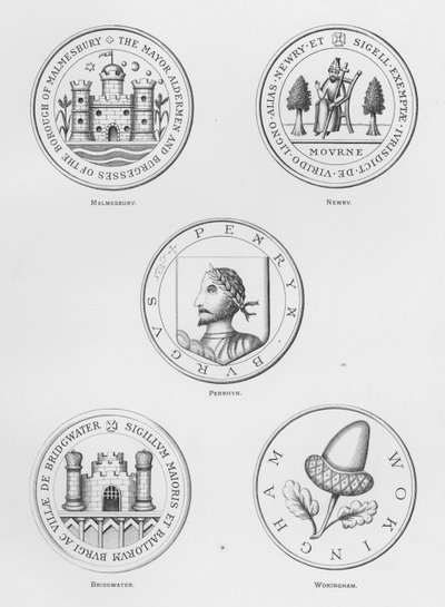 Public Arms: Malmesbury; Newry; Penrhyn; Bridgwater; Wokingham (engraving) by English School