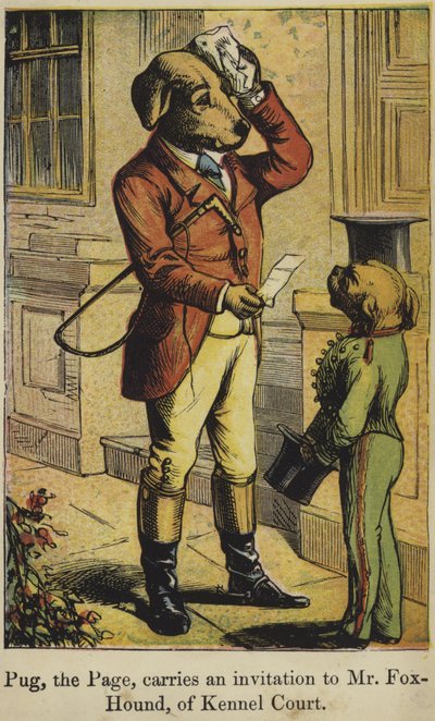 Pug the Page Carries an Invitation to Mr. Fox-Hound of Kennel Court by English School