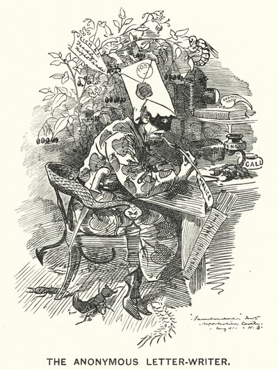 Punch cartoon: The Anonymous Letter Writer by English School