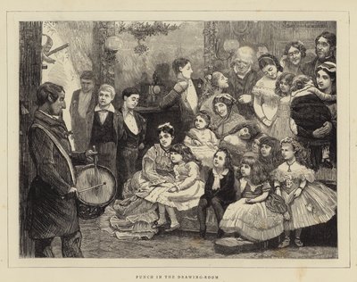 Punch in the Drawing-Room (engraving) by English School