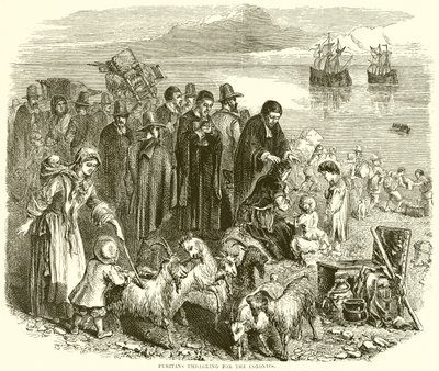 Puritans Embarking for the Colonies by English School