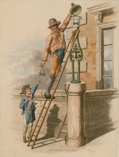 Putting a New Bulb in an Electric Lamp by English School