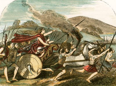 Queen Boadicea Leading the Britons Against the Romans by English School