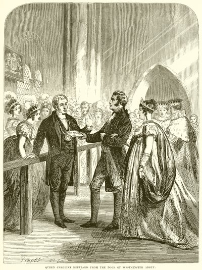 Queen Caroline repulsed from the Door of Westminster Abbey by English School