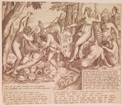 Queen Elizabeth I of England as the Goddess Diana, Sitting in Judgement Over Pope Gregory XIII by English School