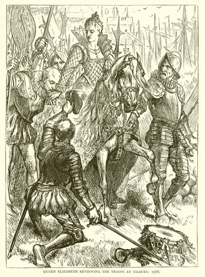 Queen Elizabeth reviewing the Troops at Tilbury, 1588 by English School
