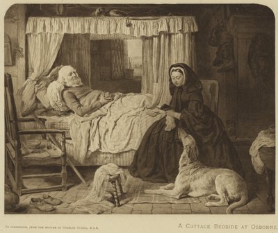 Queen Victoria at a cottage bedside at Osborne by English School