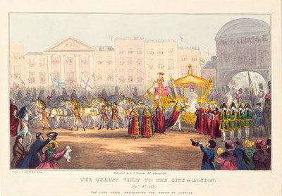 Queen Victoria entering the City of London at Temple Bar, engraved by G. Tregear, 1837 by English School