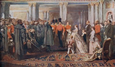 Queen Victoria Receiving Crimean War Veterans in Audience by English School