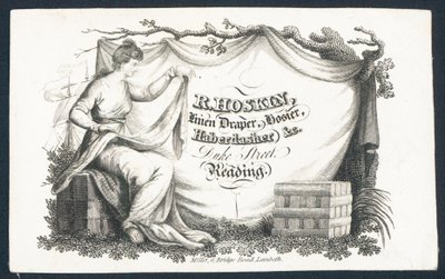 R Hoskin, linen draper, hosier, haberdasher, trade card by English School