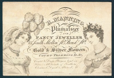 R Manning, Plumassier and fancy jeweller by English School