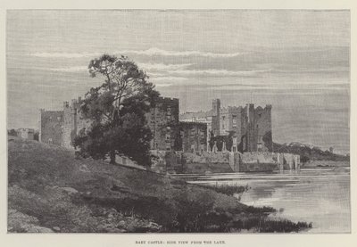 Raby Castle, Side View from the Lake by English School