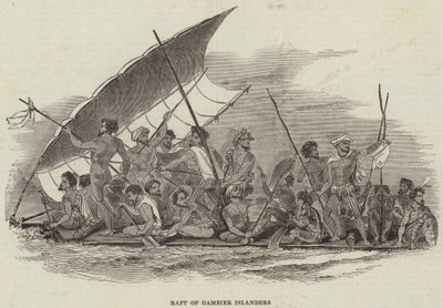 Raft of Gambier Islanders by English School