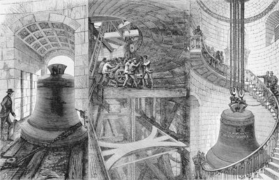 Raising the Great Bell in the Tower of St. Pauls Cathedral by English School