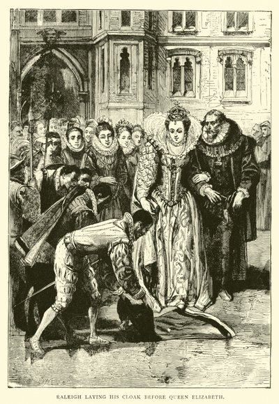 Raleigh Laying His Cloak Before Queen Elizabeth by English School