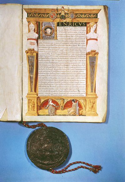 Ratification by Henry VIII of the Treaty of Ardres by English School