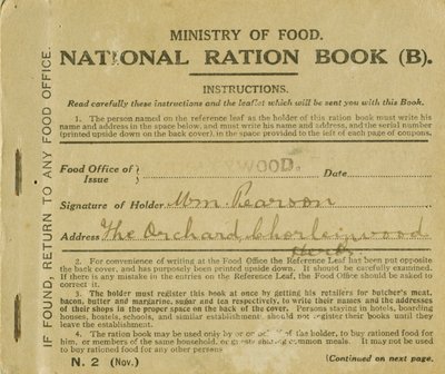Ration Book for William Pearson, Chorleywood, Hertfordshire, 1919 by English School