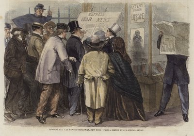 Reading the War News in Broadway, New York by English School