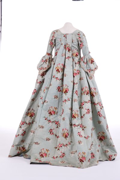 Rear view of a sack back dress, 1760s by English School