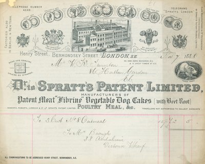 Receipt for Dr Spratt