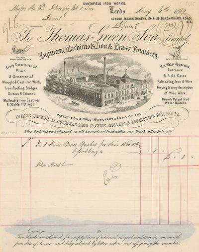 Receipt for Thomas Green & Son Limited by English School
