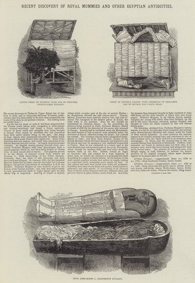 Recent Discovery of Royal Mummies and Other Egyptian Antiquities by English School