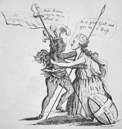 Reconciliation between Britannia and her Daughter America by English School