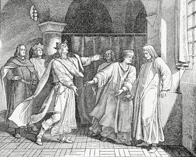 Reconciliation of Louis IV, King of the Romans, with Frederick the Fair, King of Germany in 1325, 1882 by English School