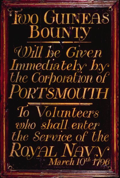 Recruitment board for the Royal Navy, 10th March 1796 by English School