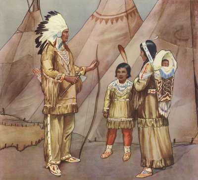 Red Indian family by English School