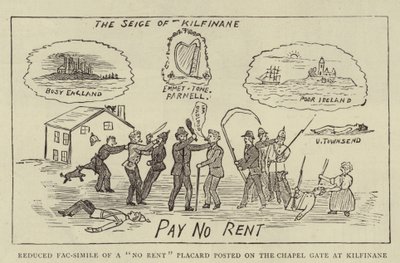 Reduced Fac-simile of a "No Rent" Placard posted on the Chapel Gate at Kilfinane by English School
