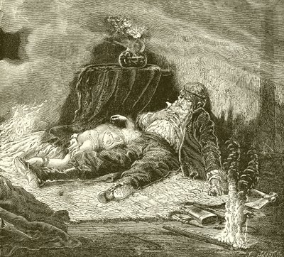 Remains of the Vikings Raid by English School