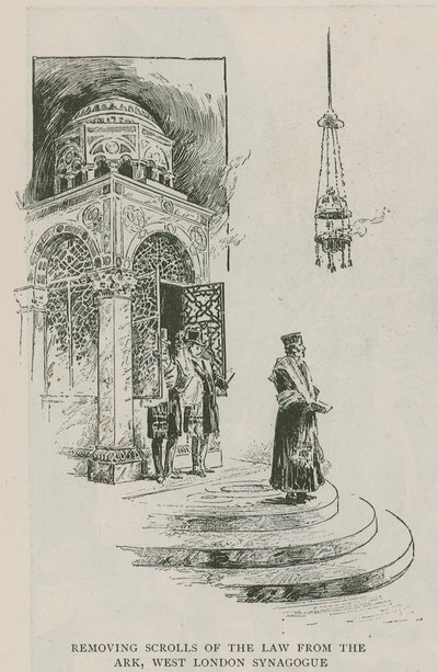 Removing Scrolls of the Law from the Ark, West London Synagogue by English School