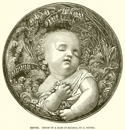 Repose. Study of a Babe in Marble by A. Munro by English School
