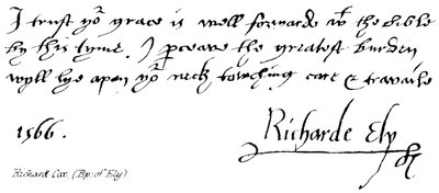 Richard Cox, Bishop of Ely by English School