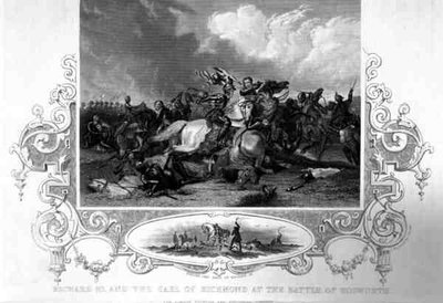 Richard III and the Earl of Richmond at the Battle of Bosworth by English School
