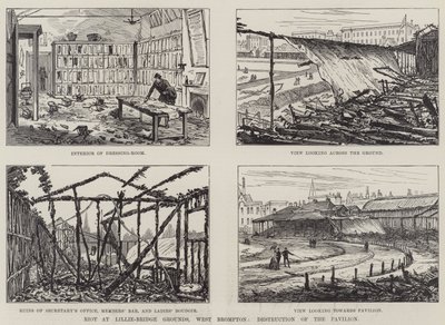 Riot at Lillie-Bridge Grounds, West Brompton, Destruction of the Pavilion by English School