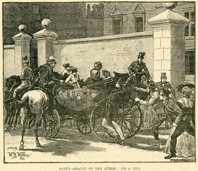 Robert Pates Striking the Queen outside Cambridge House, illustration from The Life and Times of Queen Victoria, Vol. II by Robert Wilson, 1888 by English School