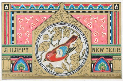Robin, New Year Card by English School