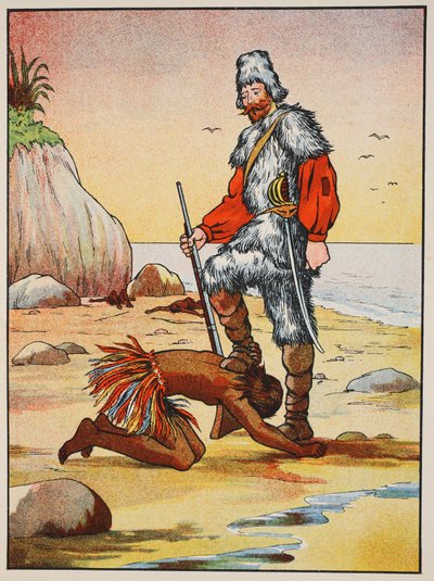 Robinson Crusoe and Friday by English School