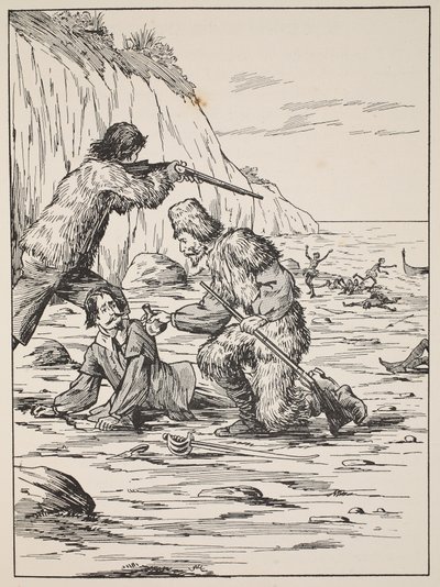 Robinson Crusoe and Friday rescuing the Spaniard by English School
