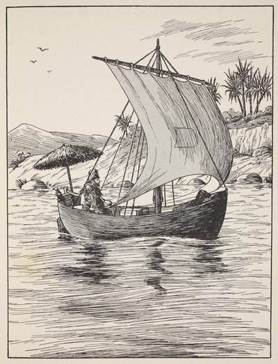 Robinson Crusoe on his boat by English School