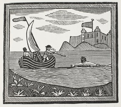 Robinson and Xury Escaping from the Moors by English School