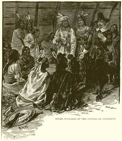 Roger Williams at the Council of Canonicus by English School