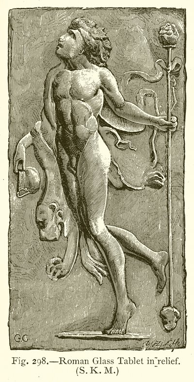 Roman Glass Tablet in Relief by English School