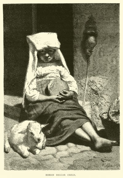 Roman Beggar Child by English School