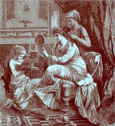 Roman Lady at Her Toilet, Illustration from The Illustrated History of the World, Published c.1880 by English School