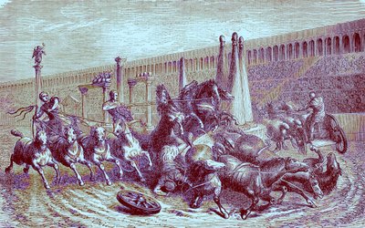 Roman Public Games Under the Empire - The Chariot Race in the Circus (illustration from The Illustrated History of the World, published c.1880) by English School