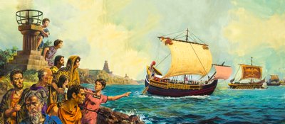 Roman Soldiers Leave Britain Aboard Ship by English School