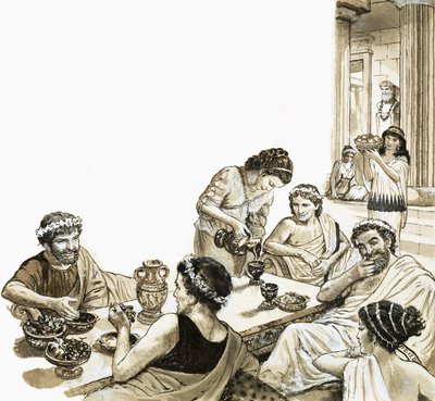 Romans Feasting by English School